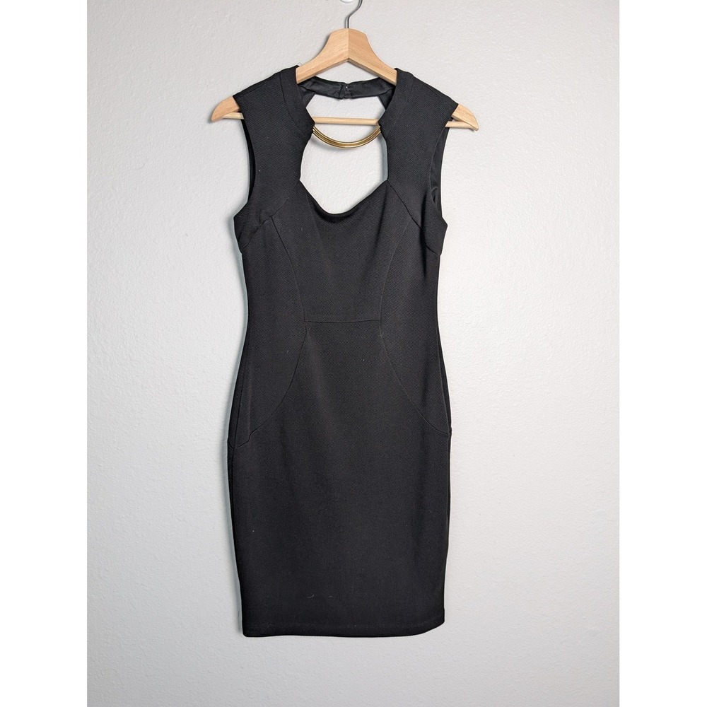 Bisou Bisou Dress Womens 6 Black Cutout High Neck Bodycon Sheath Party Cocktail